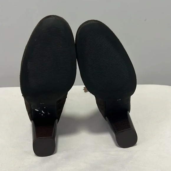 Gem's Chelsea high heel boots in brown leather pull on suede size 39 NWT - Picture 5 of 11